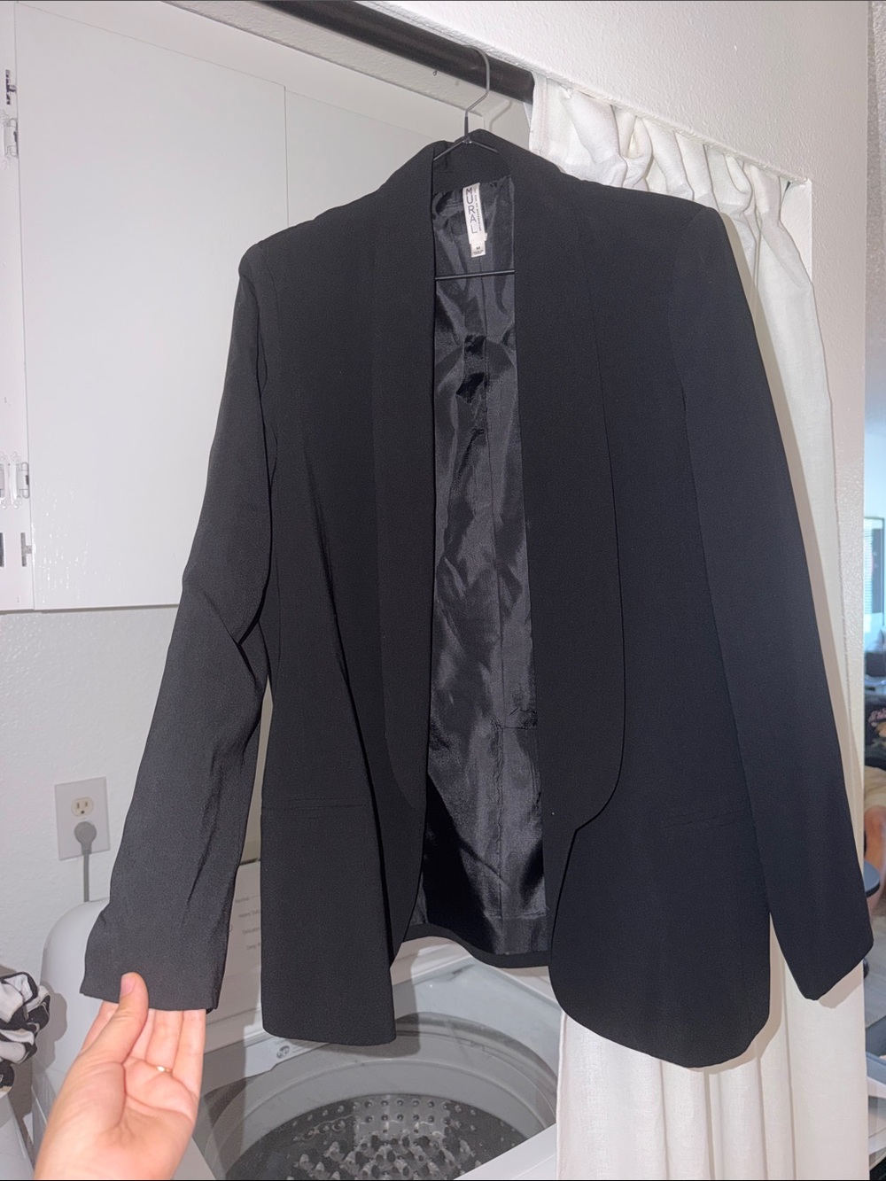 Mural Black Open-Front Women's Blazer Jacket